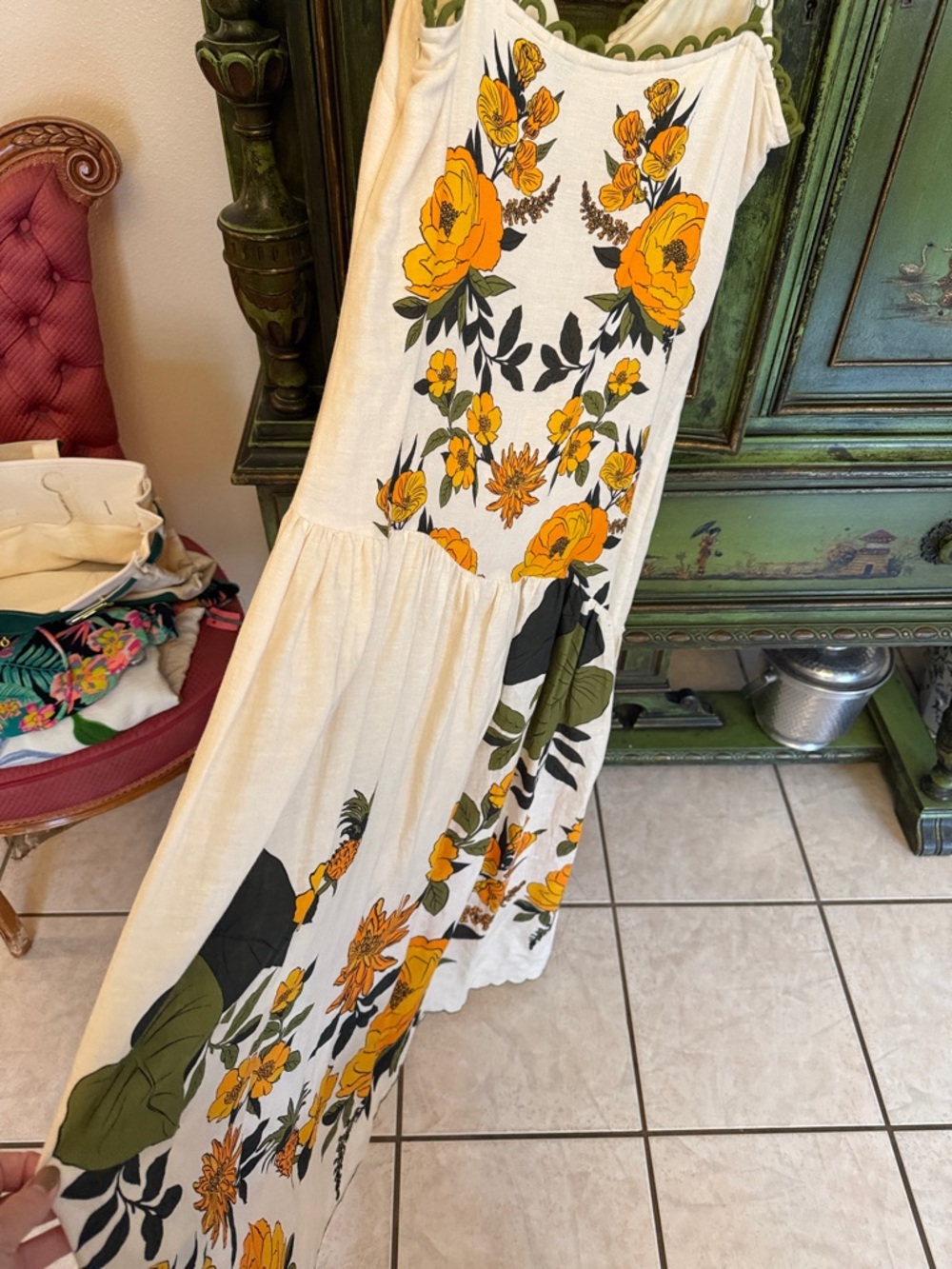FARM Rio Cream Maxi Dress with Bold Yellow Floral Print - Picture 2 of 4